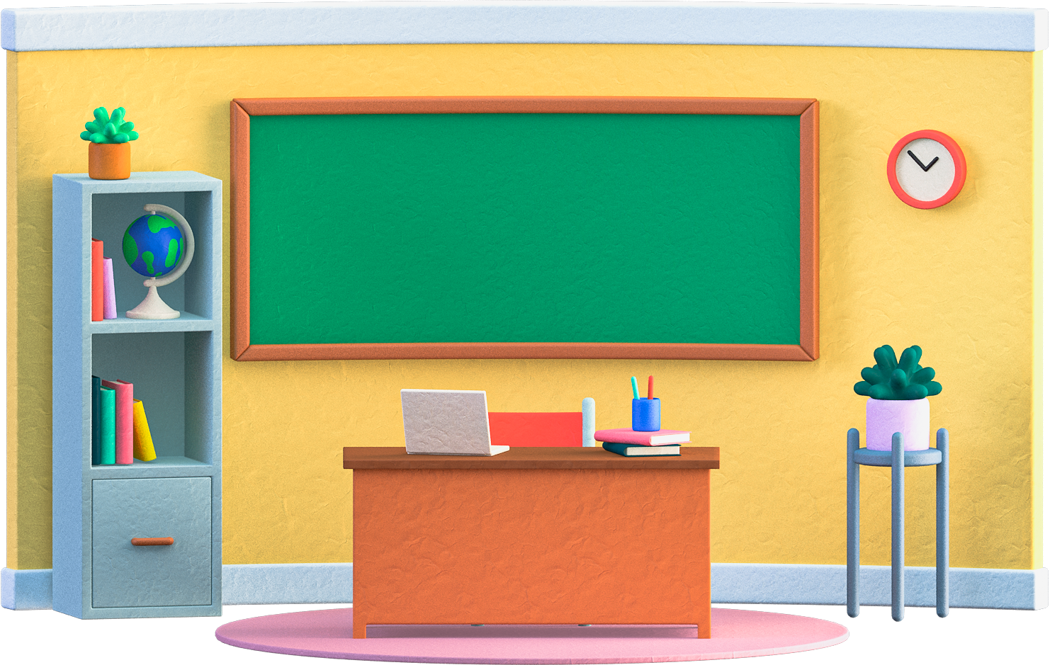 3D Teacher And Student Classroom Scene